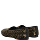 Dolce & Gabbana Black Gold Embellished Slip On Loafers Shoes