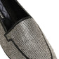 Dolce & Gabbana Silver Crystal Embellished Men Loafers Shoes