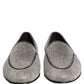 Dolce & Gabbana Silver Crystal Embellished Men Loafers Shoes