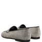 Dolce & Gabbana Silver Crystal Embellished Men Loafers Shoes