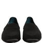Dolce & Gabbana Black Satin Logo Slip On Flats Loafers Shoes