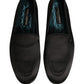 Dolce & Gabbana Black Satin Logo Slip On Flats Loafers Shoes