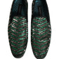 Dolce & Gabbana Silver Green Embellished Dress Loafers Shoes