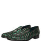 Dolce & Gabbana Silver Green Embellished Dress Loafers Shoes