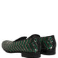 Dolce & Gabbana Silver Green Embellished Dress Loafers Shoes
