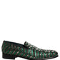 Dolce & Gabbana Silver Green Embellished Dress Loafers Shoes