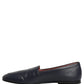 Dolce & Gabbana Navy Blue Leather Logo Slip On Loafers Shoes