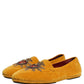 Dolce & Gabbana Yellow Velvet DG Heart Loafers Flats Shoes