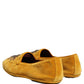 Dolce & Gabbana Yellow Velvet DG Heart Loafers Flats Shoes