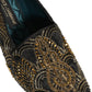 Dolce & Gabbana Black Gold Embellished Dress Loafers Shoes