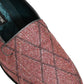 Dolce & Gabbana Pink Check Glitter Lurex Logo Loafers Shoes