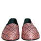 Dolce & Gabbana Pink Check Glitter Lurex Logo Loafers Shoes