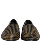 Dolce & Gabbana Black Gold Sequined Men Dress Loafers Shoes