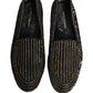 Dolce & Gabbana Black Gold Sequined Men Dress Loafers Shoes