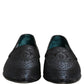 Dolce & Gabbana Blue Jacquard Leather Slip On Loafers Shoes