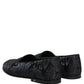 Dolce & Gabbana Blue Jacquard Leather Slip On Loafers Shoes