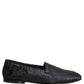 Dolce & Gabbana Silver Jacquard Leather Slip On Loafers Shoes