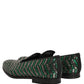 Dolce & Gabbana Silver Green Embellished Dress Loafers Shoes
