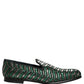 Dolce & Gabbana Silver Green Embellished Dress Loafers Shoes