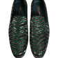 Dolce & Gabbana Silver Green Embellished Dress Loafers Shoes