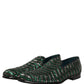 Dolce & Gabbana Silver Green Embellished Dress Loafers Shoes