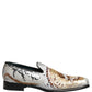 Dolce & Gabbana White Gold Sequined Slip On Loafers Shoes
