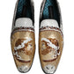 Dolce & Gabbana White Gold Sequined Slip On Loafers Shoes