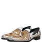 Dolce & Gabbana White Gold Sequined Slip On Loafers Shoes