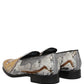 Dolce & Gabbana White Gold Sequined Slip On Loafers Shoes