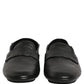 Dolce & Gabbana Black Deerskin Leather Driver Loafers Shoes
