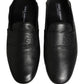 Dolce & Gabbana Black Deerskin Leather Driver Loafers Shoes