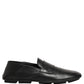 Dolce & Gabbana Black Deerskin Leather Driver Loafers Shoes
