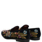 Dolce & Gabbana Black Velvet Floral Embroidery Loafers Shoes