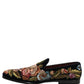 Dolce & Gabbana Black Velvet Floral Embroidery Loafers Shoes