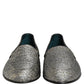 Dolce & Gabbana Gray Glitter Lurex DG Logo Dress Loafers Shoes