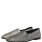 Dolce & Gabbana Gray Glitter Lurex DG Logo Dress Loafers Shoes