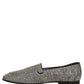 Dolce & Gabbana Gray Glitter Lurex DG Logo Dress Loafers Shoes