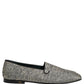 Dolce & Gabbana Gray Glitter Lurex DG Logo Dress Loafers Shoes