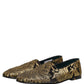 Dolce & Gabbana Gold Jacquard Leather Slip On Loafers Shoes