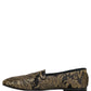 Dolce & Gabbana Gold Jacquard Leather Slip On Loafers Shoes
