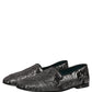 Dolce & Gabbana Silver Jacquard Leather Slip On Loafers Shoes