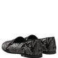 Dolce & Gabbana Silver Jacquard Leather Slip On Loafers Shoes