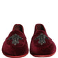 Dolce & Gabbana Red Suede Embellished Men Dress Loafers Shoes