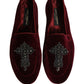 Dolce & Gabbana Red Suede Embellished Men Dress Loafers Shoes
