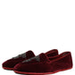 Dolce & Gabbana Red Suede Embellished Men Dress Loafers Shoes