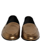 Dolce & Gabbana Gold Leather DG Logo Slip On Men Loafers Shoes