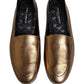 Dolce & Gabbana Gold Leather DG Logo Slip On Men Loafers Shoes