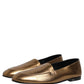 Dolce & Gabbana Gold Leather DG Logo Slip On Men Loafers Shoes