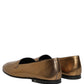Dolce & Gabbana Gold Leather DG Logo Slip On Men Loafers Shoes