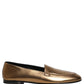 Dolce & Gabbana Gold Leather DG Logo Slip On Men Loafers Shoes